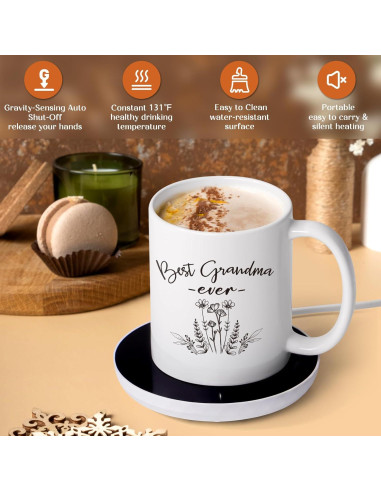 Taza Blanca LiqCool 11 Oz con Posavasos Calentador Inteligente