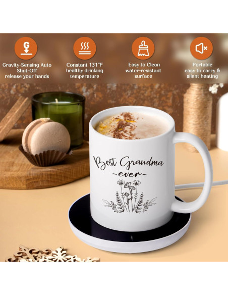 Taza Blanca LiqCool 11 Oz con Posavasos Calentador Inteligente