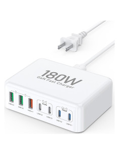 Cargador Rápido USB C KENUBI 180W 7 Puertos PD Estación