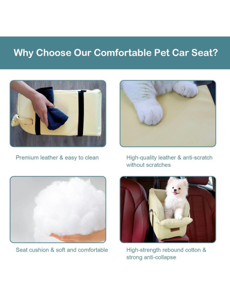 Asiento de coche para perros Asou, elevador central 46x21.8cm