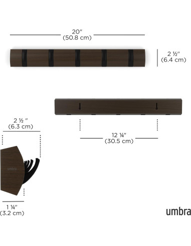 Perchero de Pared Umbra Flip 5 Ganchos Negro Moderno