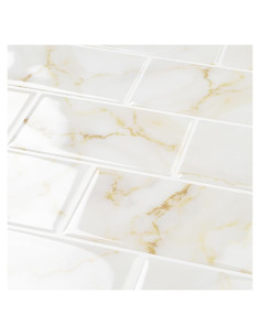 Azulejos autoadhesivos de mármol blanco y dorado FunStick 5 hojas
