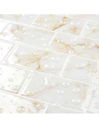 Azulejos autoadhesivos de mármol blanco y dorado FunStick 5 hojas