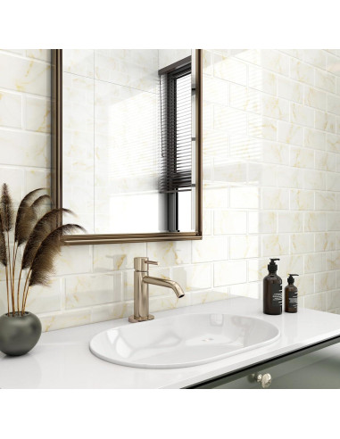 Azulejos autoadhesivos de mármol blanco y dorado FunStick 5 hojas