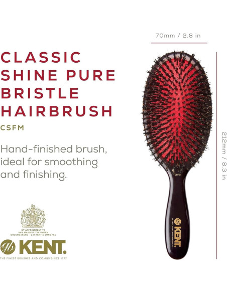 Cepillo Ovalado Grande Kent CSFM Classic Shine - Cerdas de Jabalí Natural Cepillo Ovalado Grande Kent CSFM Classic Shine - Cerdas de Jabalí Natural
