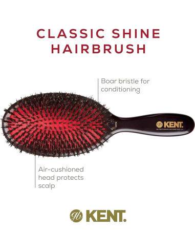 Cepillo Ovalado Grande Kent CSFM Classic Shine - Cerdas de Jabalí Natural