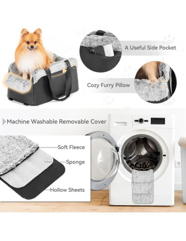 Asiento de Coche para Perros PETSFIT Pequeño Negro 4 kg