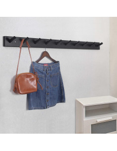 Perchero de Madera SKOLOO Negro 10 Ganchos 98.87 cm Montado en Pared 2