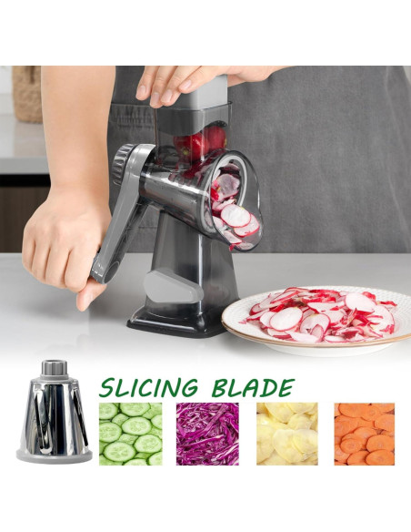 Rallador de Queso Rotativo Dachenus con Base de Succión Gris