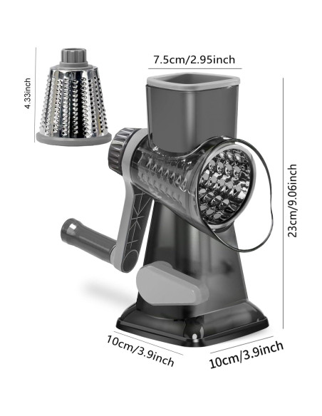 Rallador de Queso Rotativo Dachenus con Base de Succión Gris