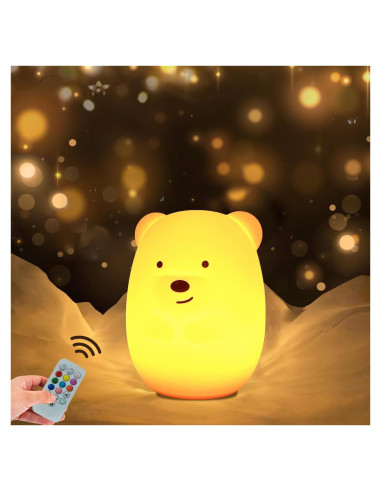 Luz Nocturna Oso Grande WHA&DARREN para Niños, Silicona, Control Remoto