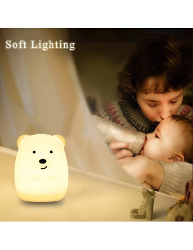 Luz Nocturna Oso Grande WHA&DARREN para Niños, Silicona, Control Remoto