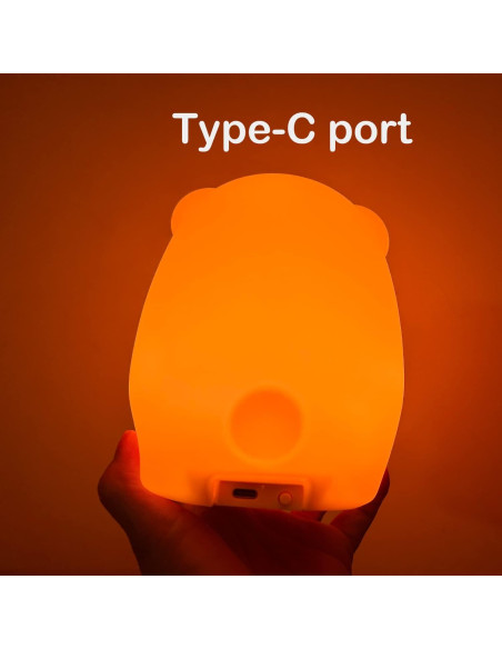 Luz Nocturna Oso Grande WHA&DARREN para Niños, Silicona, Control Remoto