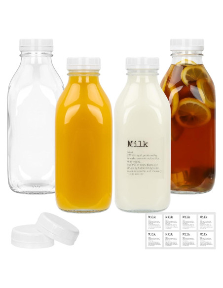 Botellas de Leche de Vidrio DHSBTLS 1L 4 Pcs Reutilizables