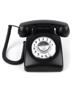 Teléfono Rotatorio Vintage Cheeta 8019 Negro con Redial