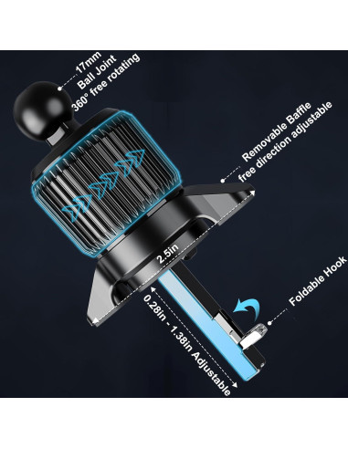 Clip de Ventilación Ajustable xuenair 17mm para Teléfono