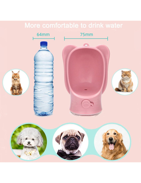 Botella de Agua y Comida para Mascotas Crisque Rosa 350ml