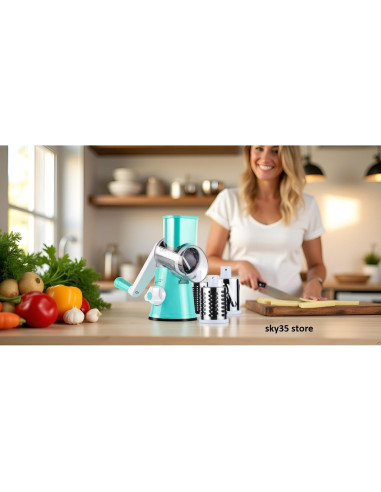 Rallador de Queso Rotatorio SKY35 Azul con 3 Cuchillas Intercambiables