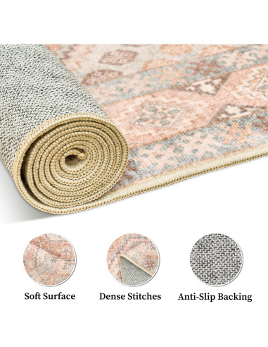 Alfombra de Área Art&Tuft 8x10 Rojo Lavable Antideslizante