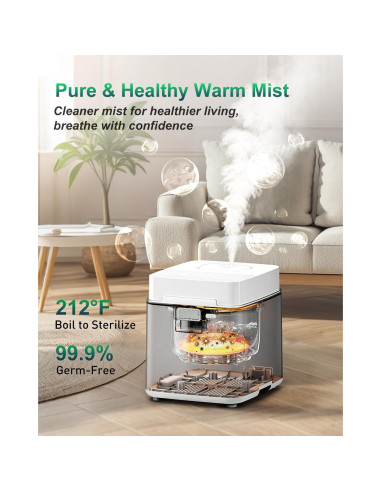 Humidificador de Vapor Mifasol Acero Inoxidable 3.3L Blanco