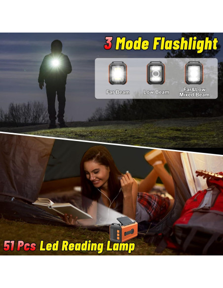 Radio de Emergencia NOAA 30000mAh Manivela Solar Naranja