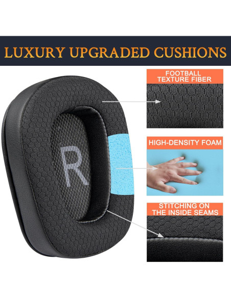 Almohadillas de Reemplazo SOULWIT para Auriculares Logitech G35 G933 G430 - Negro