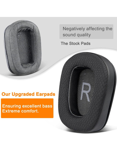 Almohadillas de Reemplazo SOULWIT para Auriculares Logitech G35 G933 G430 - Negro