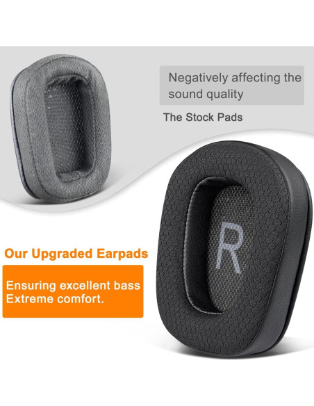 Almohadillas de Reemplazo SOULWIT para Auriculares Logitech G35 G933 G430 - Negro