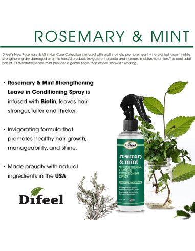 Spray Acondicionador Sin Enjuague Difeel Romero y Menta 170 ml