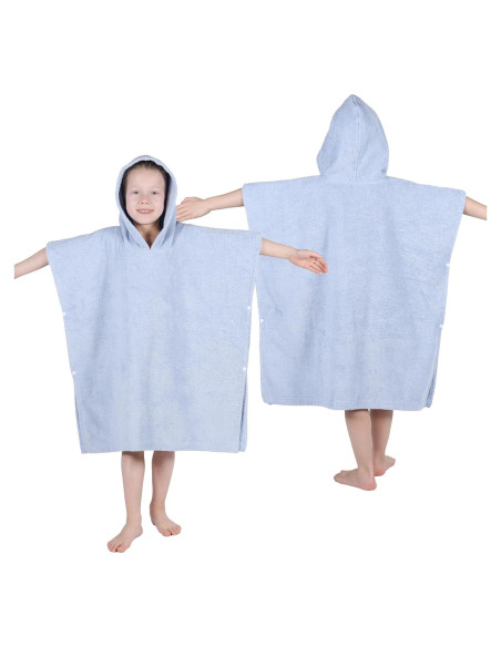 Poncho de Toalla de Baño Superior para Niños Algodón Azul