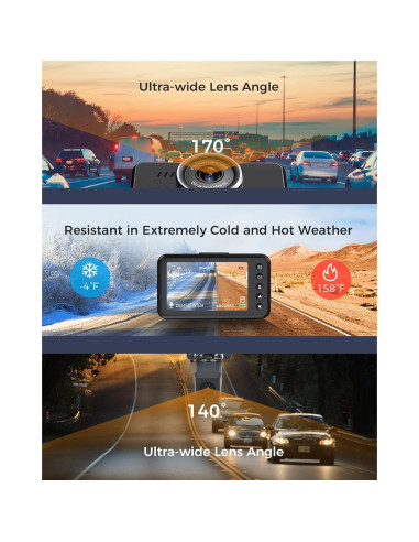 Cámara Dash Dual 4K HUBANFLY con GPS y 64GB - Negro
