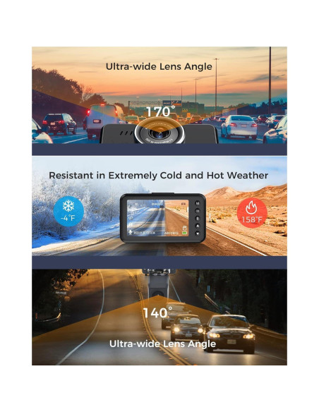 Cámara Dash Dual 4K HUBANFLY con GPS y 64GB - Negro