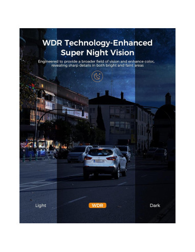 Cámara Dash Dual 4K HUBANFLY con GPS y 64GB - Negro