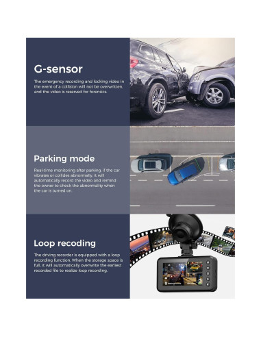 Cámara Dash Dual 4K HUBANFLY con GPS y 64GB - Negro