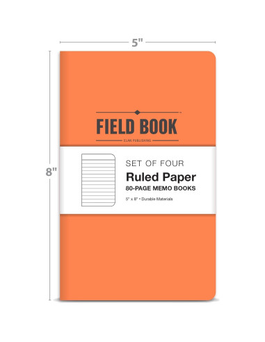 Cuaderno de Campo Elan Publishing 5x8" Naranja - Paquete de 4