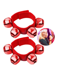 Pulseras de Campanas de Jingle Augshy - 2 Piezas Rojas