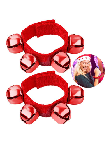 Pulseras de Campanas de Jingle Augshy - 2 Piezas Rojas