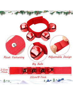Pulseras de Campanas de Jingle Augshy - 2 Piezas Rojas 2