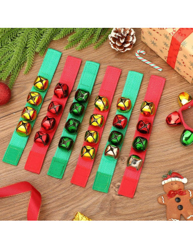 Pulseras de Campanas de Jingle Augshy - 2 Piezas Rojas