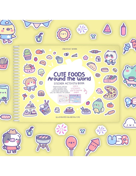 Libro de Pegatinas Cupkin Comidas Lindas 500+ para Niños