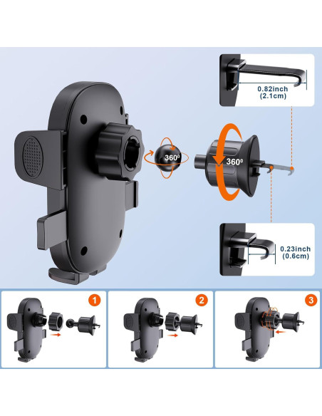 Soporte para Teléfono de Ventilación de Coche Oncheer 360