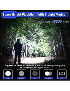 Linterna JAY-PARK F18 10000 Lúmenes Recargable IP67 5 Modos 2