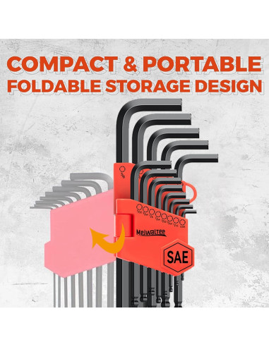 Juego de Llaves Allen Meiwaltee 26PCS Métrico y SAE 1.27-10mm