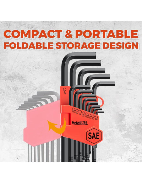 Juego de Llaves Allen Meiwaltee 26PCS Métrico y SAE 1.27-10mm