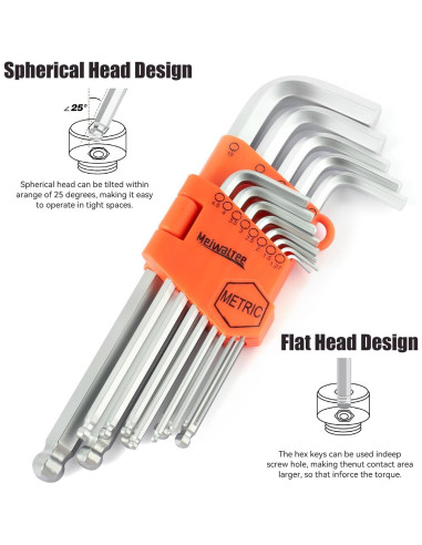 Juego de Llaves Allen Meiwaltee 26PCS Métrico y SAE 1.27-10mm
