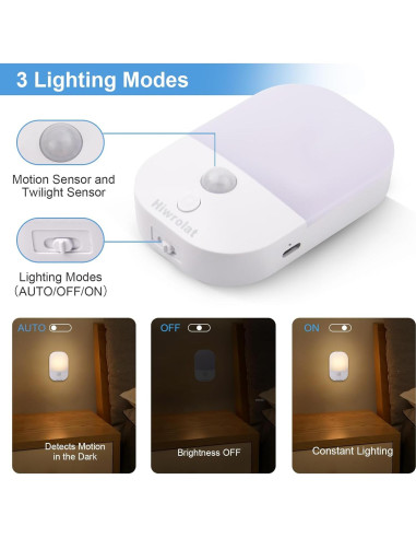 Luz Nocturna LED Hiwrolat con Sensor de Movimiento 2 Paquete
