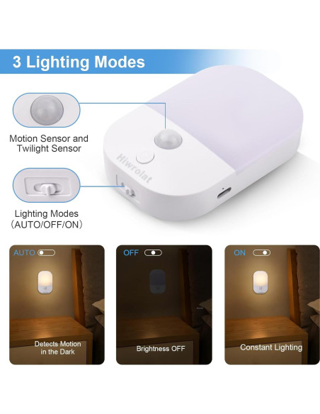 Luz Nocturna LED Hiwrolat con Sensor de Movimiento 2 Paquete
