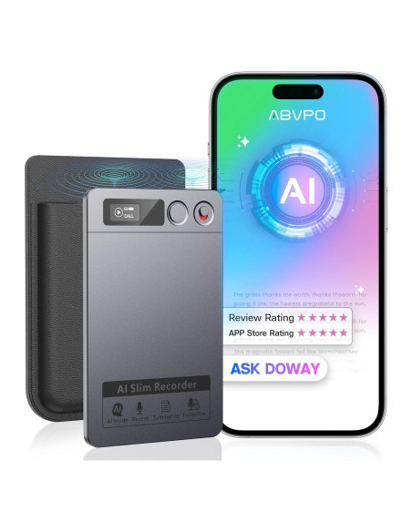 Grabadora de Voz AI ABVPO 64GB con Transcripción y Resumen