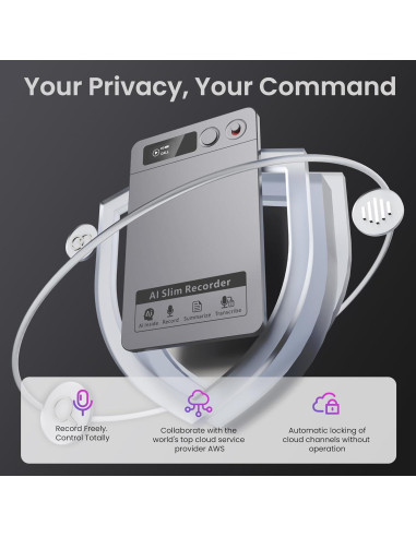 Grabadora de Voz AI ABVPO 64GB con Transcripción y Resumen