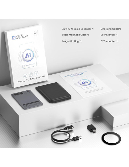 Grabadora de Voz AI ABVPO 64GB con Transcripción y Resumen